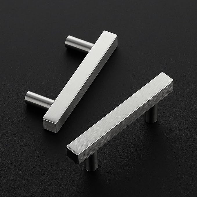 Ravinte Brushed Nickel Cabinet Handles 20 Pack 2-1/2 inch Satin Nickel Square Cabinet Pulls Silver Hardware for Kitchen Cabinets 4 inch Overall Length Stainless Steel Drawer Pulls