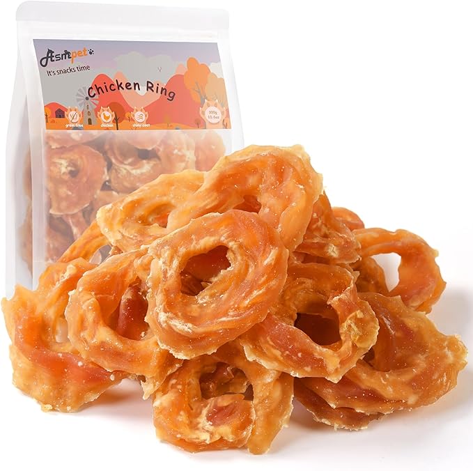 ASMPET Dog Treats Chews, Chicken Rings, Soft Chewy Snacks for Training Rewards 10.6 oz-Mewly Pet