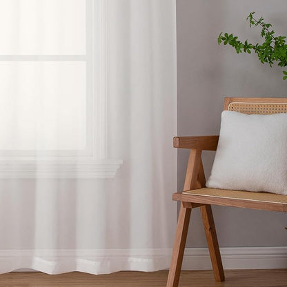 OWENIE Short Sheer Curtains 30 Inches 2 Panels Set, Kitchen Tiers Light Filtering Rod Pocket Cafe Curtains for Kitchen Bathroom Small Half Window, 42 in W x 30 in L, Ivory