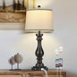 27.5" Farmhouse Table Lamp for Living Room,Vintage Bedside Nightstand Lamp with USB C+A Ports & AC Outlet,3-Way Dimmable Touch Control Retro Black Desk Lamp for Bedroom,Single Black