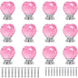 12 Pcs 30mm Round Shape Crystal Glass Cabinet Knobs with Screws Drawer Knob Pull Handle Used for Kitchen, Dresser, Door, Cupboard(Pink)