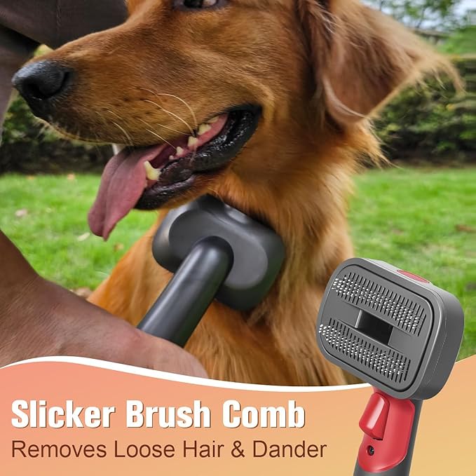 FUNTECK 2-in-1 Dog Hair Vacuum Brush for Grooming & Shedding Compatible with Dyson Gen5, V15, V12, V11, V10, V8, V7 – Removes Loose Hair, Dander, Undercoat & Tangles – Self-Cleaning Design-Mewly Pet