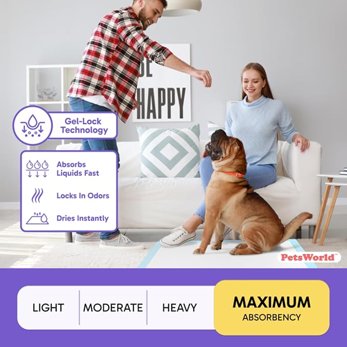 PETSWORLD Giant Dog Potty Pads, Odor-Eliminating, 36" x 36", Ultra Absorbent 5-Layer Leak-Proof Training Pads for Dogs & Cats (36x36, 140 Count)-Mewly Pet