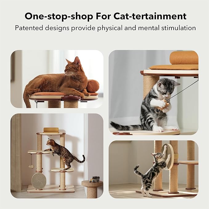 PETLIBRO Infinity Cat Tree Tower for Indoor Cats, Modular Design with Cat Bed, Toy, Felt Pads, Sisal Scratching Posts, 2-Second Setup, Sturdy Multi-Level Activity Center Cat Condo for Any Room-Mewly Pet
