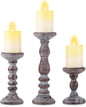 Wood Pillar Candle Holder: 3Pcs Rustic Candle Holders for Pillar Candles Wood Candle Holders Distressed Wooden Farmhouse Large Candle Holder for Fireplace Table (Brown, 6", 8", 12")