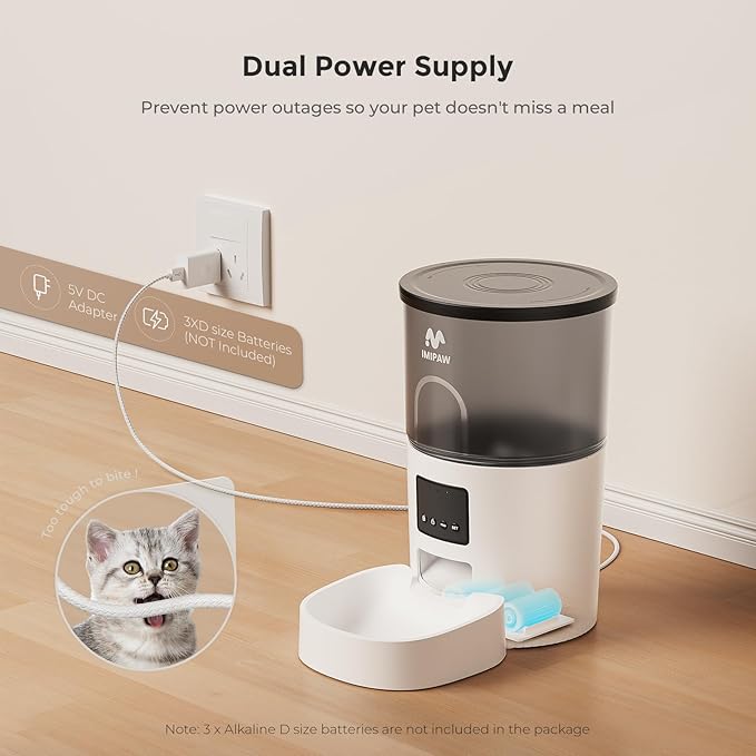 Automatic Cat Feeder - 3L Pet Dry Food Dispenser with Timed Programmable Portion Control, Dual Power Backup, Easy Set Up, 10 Meals Per Day for Cats and Puppies（Remote Not Supported）-Mewly Pet