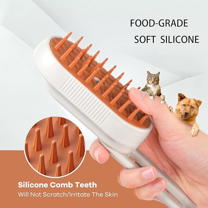 Steam Cat Brush Dog Steam Brushes for Indoor Cats 4 in 1 Rechargeable Enhanced Spray Steamy Brush Massage Anti Static Cleaning Shedding Combing All Hair Types Long Lasting Cloud Care (white)-Mewly Pet