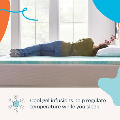 Linenspa 2 Inch Gel Swirl Memory Foam Mattress Topper – Cooling Gel Infused – Pressure Relieving Bed Topper - Mattress Pad – CertiPUR Certified - King Size