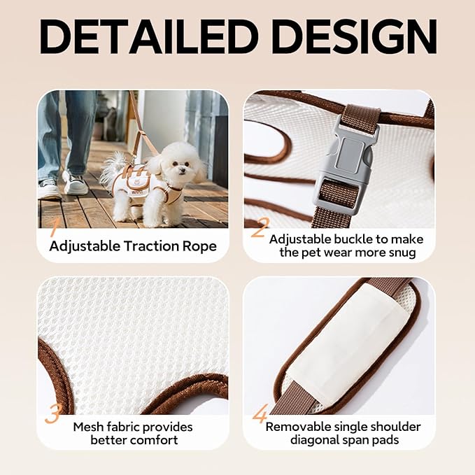 Portable Breathable Pet Carrier Sling & Backpack for Dogs & Cats, Adjustable Full-Body Harness with Traction Leash, Crossbody & Car-Friendly (XL)-Mewly Pet