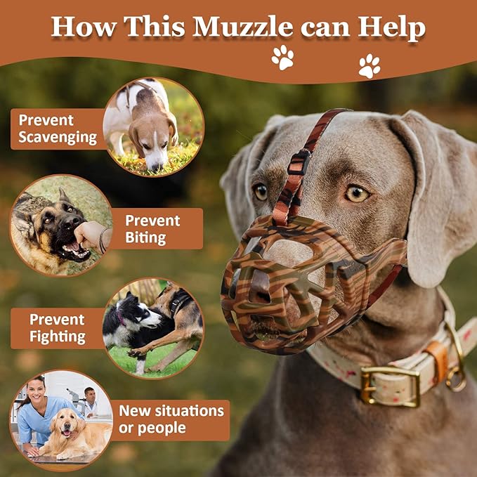 Dog Muzzle, Printed Basket Muzzle for Small Medium Large Dogs Dachshund, Beagle, German Shepherd, Breathable Pet Muzzles to Prevent Biting Chewing Scavenging, Allows Panting and Drinking-Mewly Pet