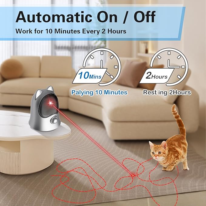 Cat Laser Toys for Indoor Cats, Random Trajectory Laser Cat Toy, Interactive Cat Toys for Bored Indoor Adult Cats/Kittens/Dogs (Silver)-Mewly Pet