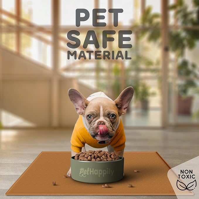 Dog Food Mat - Raised Edges Dogs Mat for Food and Water Prevent Spill, Waterproof Cat Food Mats Protect Floors, Easy Clean Dog Bowl Mats for Food and Water, Silicone Pet Food Tray-Mewly Pet