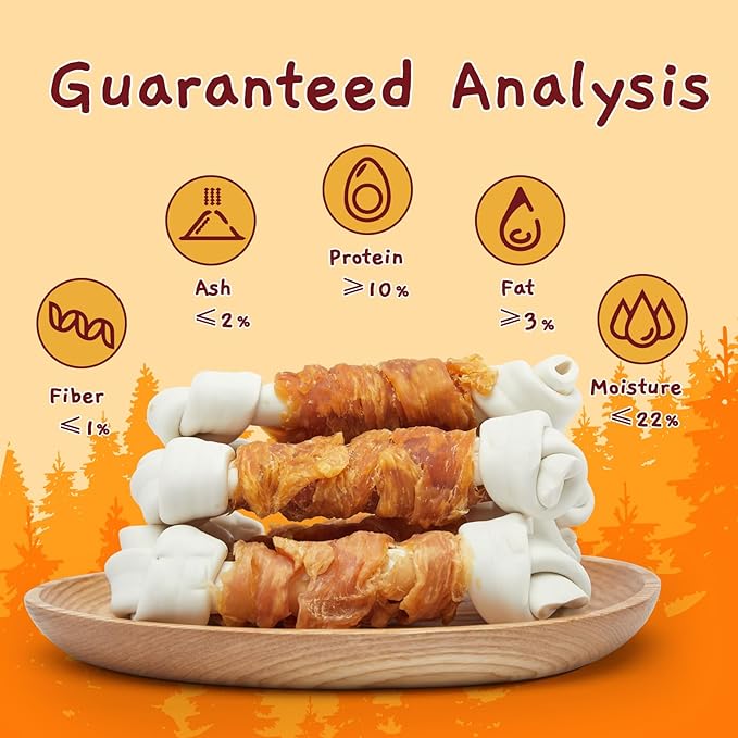 Jungle Calling Rawhide Free Dog Bones, 6.5" Real Chicken Wrapped Dog Chew Bones for Medium and Large Dogs Training Treats-Mewly Pet