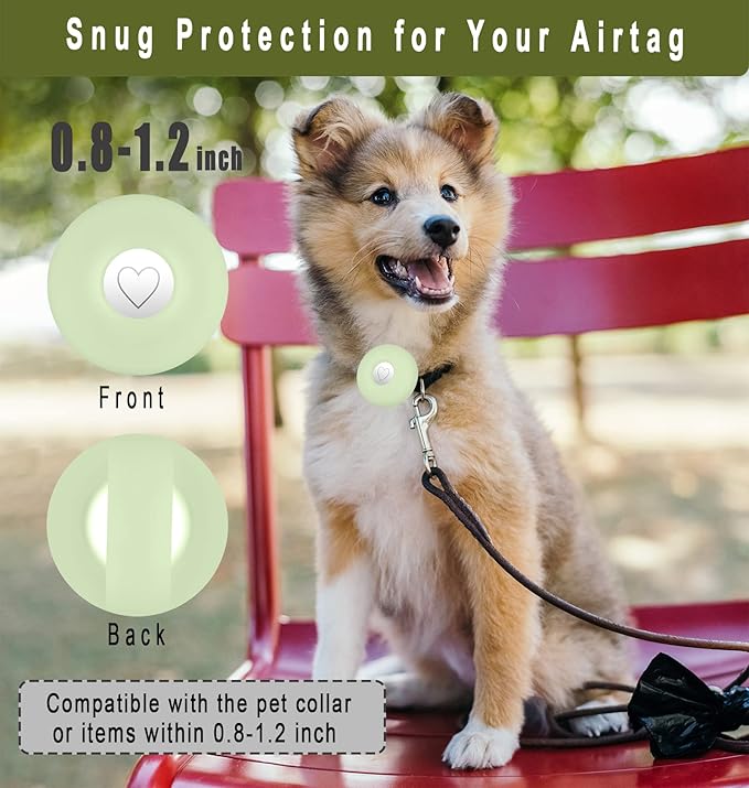 Airtag Holder for Dog Collar, Cibaabo Silicone Air Tag Case Cover Compatible with Apple Airtags for 0.8-1.2inch Cat Pet Collar Harness Loop-Mewly Pet