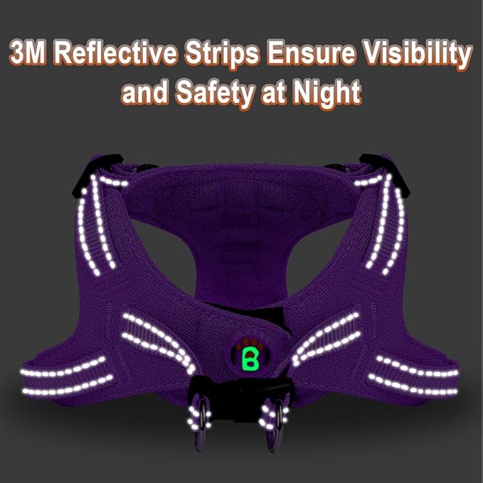 Dog Harness Step in Dog Vest Harness, Reflective Adjustable Puppy No Pull Harness Breathable Soft for Small and Medium Dogs Cats, Purple, XS-Mewly Pet