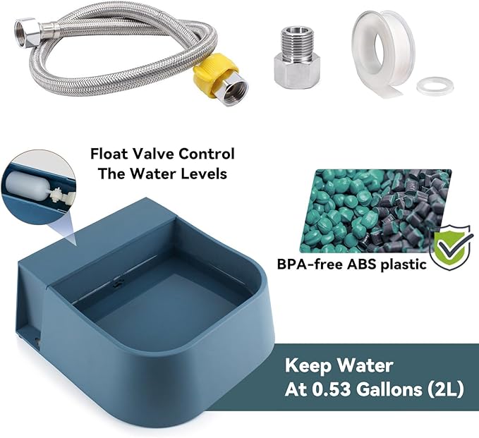 NAMSAN Automatic Dog Water Dispenser with Float Valve, 3/4'' Anti-Bite Metal Pipe, Outdoor Automatic Water Dispenser for Cats Chicken Animals, Goat Waterer, Livestock Water Trough-Mewly Pet