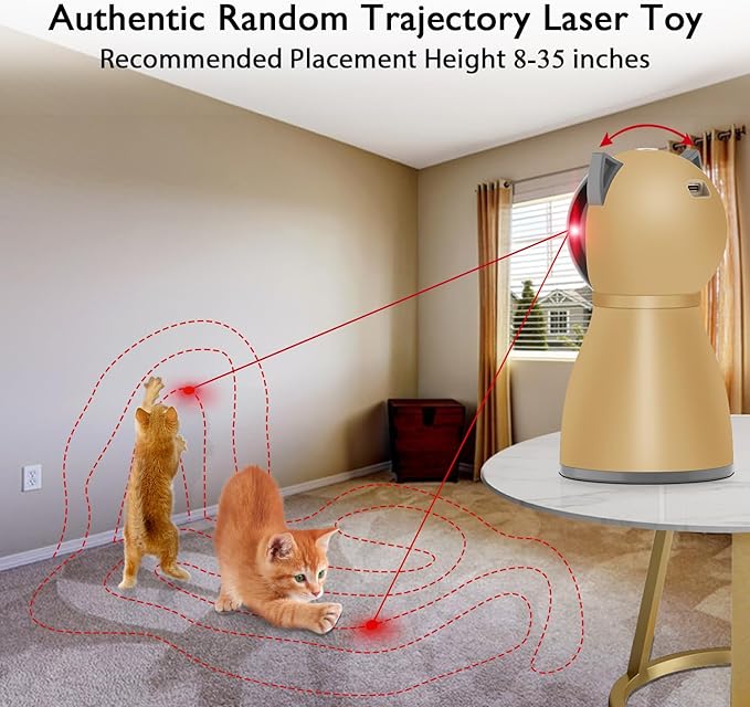 Interactive Cat Laser Toy Automatic for Indoor Cats,Real Random Trajectory Rechargeable Laser Cat Toys for Indoor Cats/Kittens/Dogs-Mewly Pet