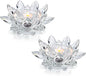 Crystal Lotus Flower Tealight Candle Holders/Glass Tea Light Candlestick Decor Decoration for Christmas Home Wedding Party… (Clean 2pcs)