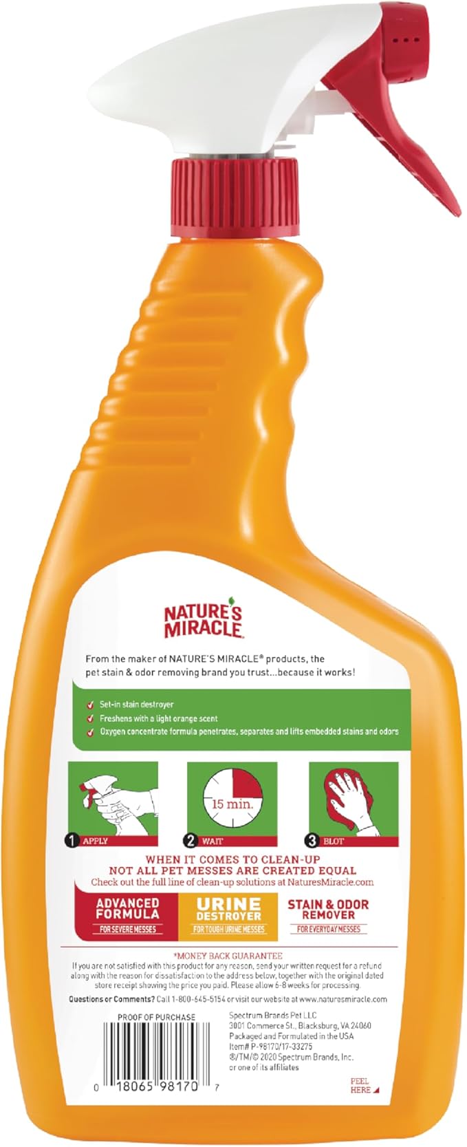 Nature's Miracle Just for Cats Oxy Stain and Odor Remover, 24 fl oz-Mewly Pet