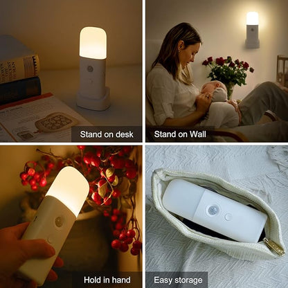 YELKO Motion Sensor Night Light, 2000mAh Rechargeable Night Lights Battery Powered, PortableＤimmable Nightlights with 5 Brightness Levels for Kids,Adults (Warm White 1Pack)
