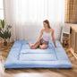 MAXYOYO Japanese Floor Mattress Futon Mattress, Thicken Sleeping Pad Foldable Roll Up Floor Futon for Adults Tatami Mat Dormitory Bed Lounger, Dusty Blue, Queen Size