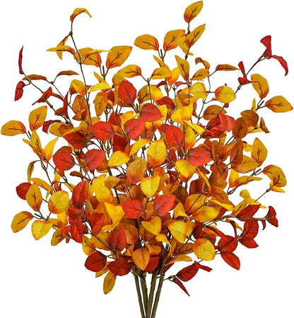 4pcs Artificial Fall Eucalyptus Leaves Stems, 27" Fall Flowers Eucalyptus Leaves Branches Faux Fall Leaf Spray Fall Decorations for Home Floral Arrangement Autumn Table Centerpiece