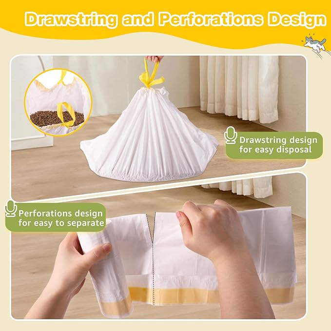 Litter Box Liners 40 Count, 37" x 18" Jumbo 3MIL Thicken Cat Litter Bags Tear Resistant Disposable Cat Litter Liners for XL Stainless Steel Litter Box and Other Suitable Size Litter Box-Mewly Pet