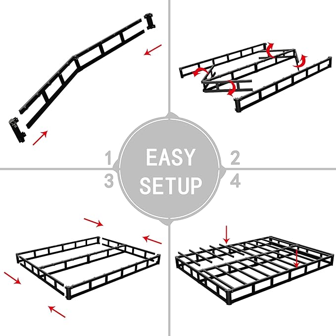 ALDRICH Low Profile Box Spring Queen Size,3 Inch Heavy Duty Metal Box Spring for Queen Bed,Mattress Foundation Non-Slip/No Noise/Easy Assembly (Queen)