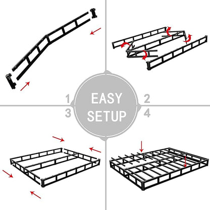 ALDRICH Low Profile Box Spring Full Size,3 Inch Heavy Duty Metal Box Spring for Full Bed,Mattress Foundation Non-Slip/No Noise/Easy Assembly (Full)