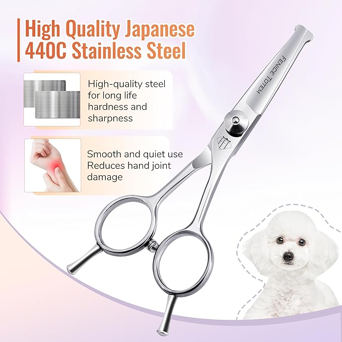 Dog Grooming Scissors: 4.75" Pet Straight Shears Made Of Advanced Stainless Steel Alloy for Trimming Dogs Cats and Other Pets Face and Paws-Mewly Pet