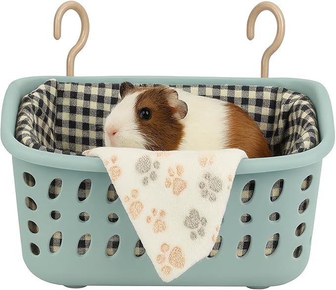 JWShang Rat Hammock for Cage, Chew Proof Hanging Basket Bed with Sturdy Hooks, Pet Cage Accessories, Safe Cozy Small Animal Rodent Hammock for Sugar Glider Mice Snuggling Sleeping-Mewly Pet