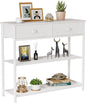 Furologee 30'' Entryway Table, White Console Table with Storage, Narrow Sofa Table with 2 Drawers and 2 Shelves for Hallway, Living Room, Bedroom, Foyer, Couch, Tv