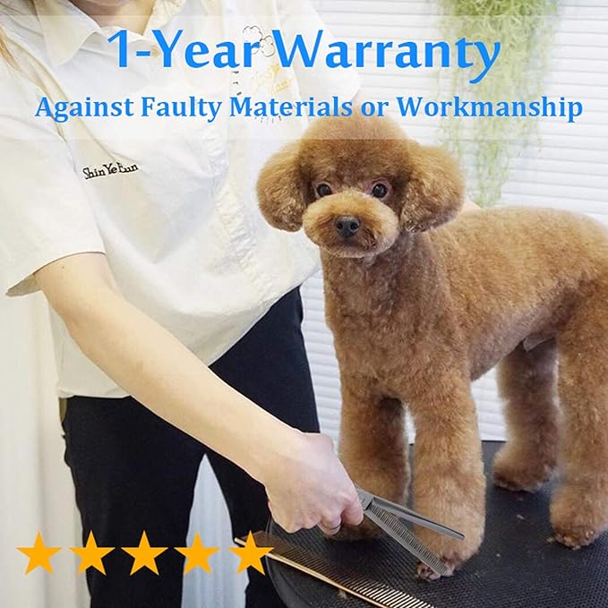 JASON 7" 50 Teeth Thinning Dog Grooming Blending Scissor, Ergonomic Pet Grooming Thinner Blender Shears Cat Trimming Texturizing Kit with Offset Handle and a Jewelled Screw, 30% Thinning Rate-Mewly Pet