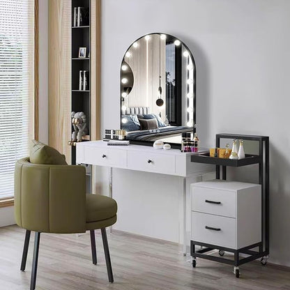 Hollywood Arch Black Vanity Makeup Mirror with Lights 18 Bulbs Dimmable 3Color Black Lighted Vanity Mirror for TableTop Wall Detachable Base X10 Magnifying Arch Makeup Desk Mirror with Lights