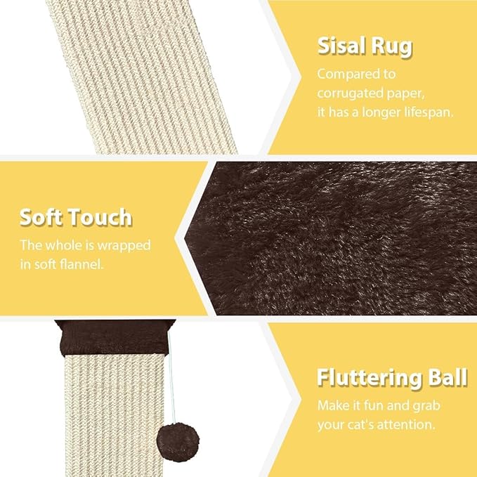 AGYM Cat Scratching Post, 32 Inch Cat Scratch Post for Cats and Kittens, Protect Your Furniture and Exercise Cats, Nature Sisal Modern Cat Scratcher for Indoor Cats, Brown-Mewly Pet