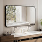 BEAUTYPEAK Black Rectangular Bathroom Mirror - 30" x 40" Wall Mounted Aluminum Alloy Frame Mirror with Rounded Corners for Bedroom Living Room, Horizontal or Vertical