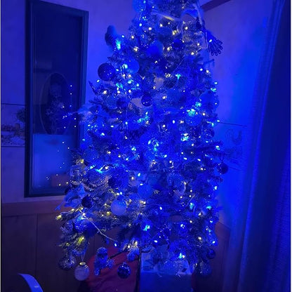66Ft 200LED Blue Christmas Lights Plug in,Connectable Christmas Tree Lights,8 Modes String Lights Indoor Outdoor for Halloween Tree Party Bedroom Garden Decor (Clear Wire)