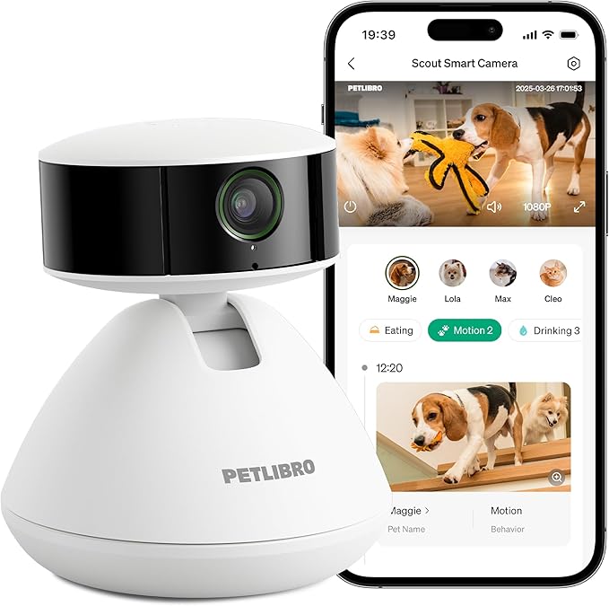 PETLIBRO AI Dog Camera Pet Camera Indoor with Phone App [Multi-Pet Recognition, Daily Activity Analysis & Smart Summaries] Cat Cam 360° View, 1080P Dog Cam Night Vision, 2-Way Audio WiFi Cam-Mewly Pet