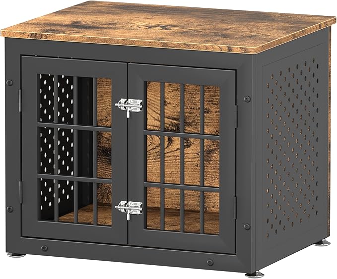26" Heavy Duty Dog Crate Furniture for Small Dogs, Metal Kennel for High Anxiety Dogs, Chew Proof Pet Cage Indoor, Decorative Dog Kennel End Table-Mewly Pet