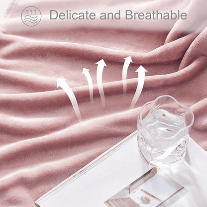 Exclusivo Mezcla Extra Large Fleece Throw Blanket for Couch, Sofa, 300GSM Super Soft and Warm Blankets, Dusty Pink Throw All Season Use, Cozy, Plush, Lightweight, 50x70 Inches