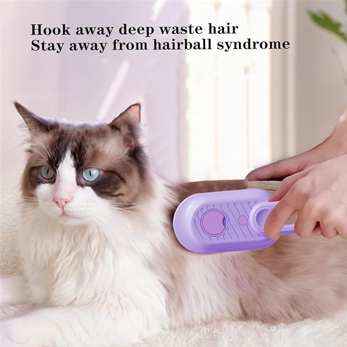 Pet Grooming Brushm,Cat Brush,3 In1 Spray Cat BrushSelf-Cleaning Wet Dog Comb with USB Rechargeable & Water Tank,Suitable for Dogs,Cats to Reduces Flying Hair,Remove Tangled & Loose Hair (Purple)-Mewly Pet
