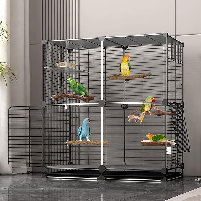 Bird Perches, 5pcs Natural Wood Birds Stand Branch, Bird Perch Chewing Stick Cage Accessories Parrot Climbing Standing Branches Paw Grinding Fork Sets for Cockatiels Ringneck Parrots-Mewly Pet