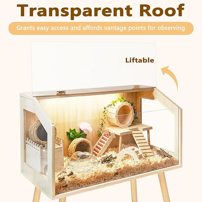 Prolee Hamster Cage with Legs, Guinea Pig Cages Chew Proof, Hamster House, Hamster Cages and Habitats, 24" L x 16" W x 40" H-Mewly Pet