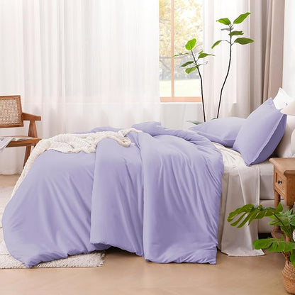 Litanika Lavender Comforter California King Size, 3 Pieces Cal King Lightweight Solid Bedding Comforter Set, All Season Fluffy Bed Set (104x96In Comforter & 2 Pillowcases)