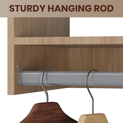 ROOMTEC 22.5" Double Hanging Closet Unit, Modular Closet System with Hanging Rod, Wardrobe Organizer for Bedroom or Walk-in Closet, Wall Mounted, Customizable Clothes Storage Unit, Wood