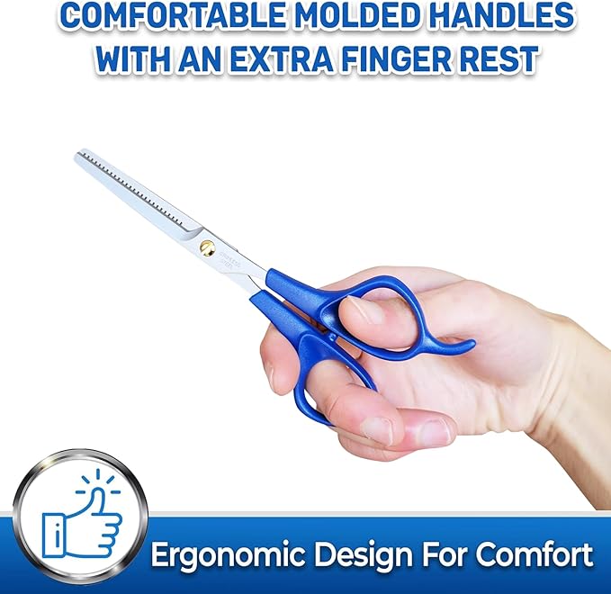 PET MAGASIN Dog Grooming Scissors Straight Thinning Blue Stainless Steel Professional Grooming Shears for Dogs and Pets-Mewly Pet