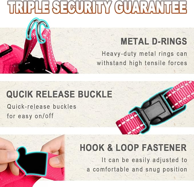 Dog Harness Step in Dog Vest Harness, Reflective Adjustable Puppy No Pull Harness Breathable Soft for Small and Medium Dogs Cats, Pink, S-Mewly Pet