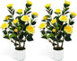 2Pack Artificial Camellia Tree, 2FT Fake Tree Blooming Camellia Flower Plant for Spring Home Front Door Outdoor Indoor Decoration,Yellow