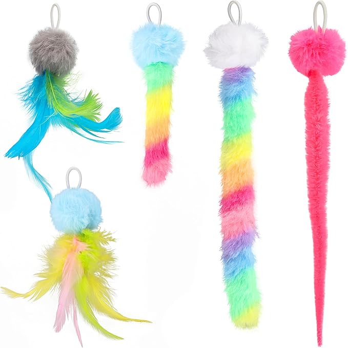 5 Pack Cat Toy Replaceable Feathers for Interactive Cat Toys with Remote Control, Cat Feather Toys Attachments for Indoor Cats Exercise and Play (Not Include Cat Toy, Only Accessories)-Mewly Pet