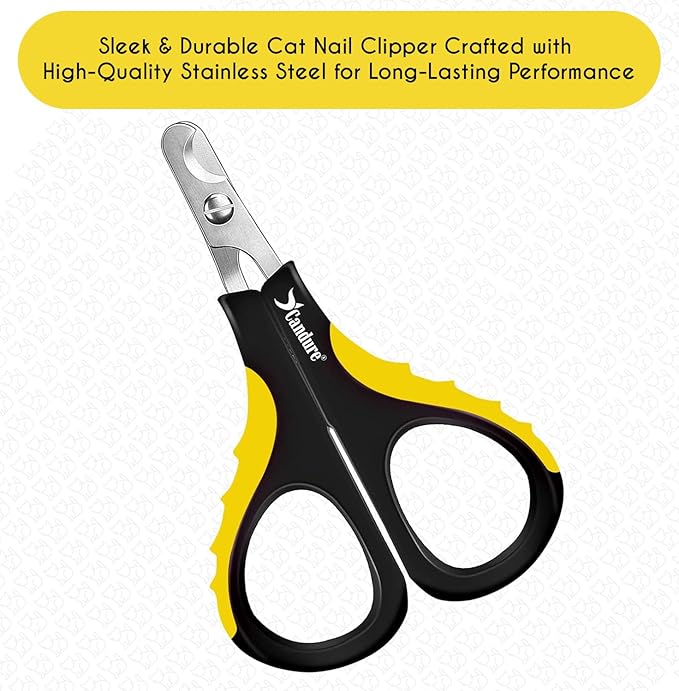 Candure Cat Nail Clipper Stainless Steel Cat Claw Trimmers for Rabbits, Guinea Pigs, Birds, Puppies, Kittens and Small Animals Pet Nail Clipper for Professional and Home Use (Yellow)-Mewly Pet